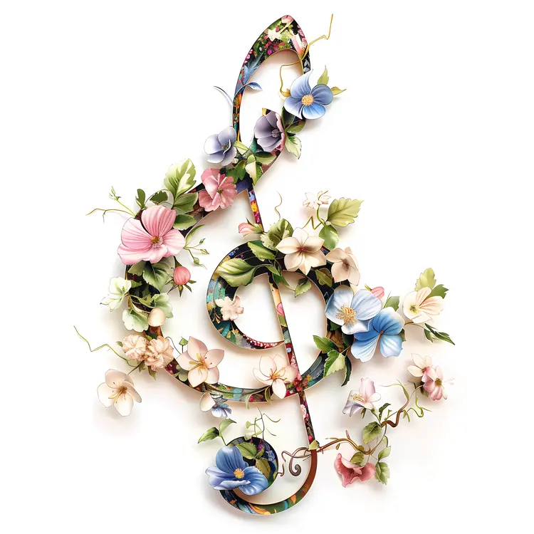 Beautiful Floral Treble Clef with Colorful Flowers