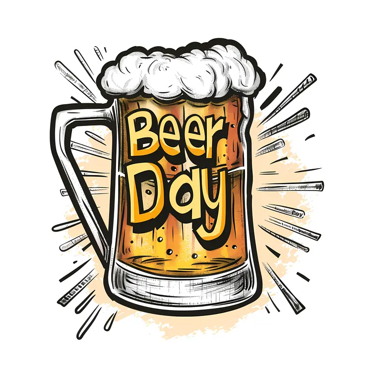 Beer Day Celebration with Mug and Hops