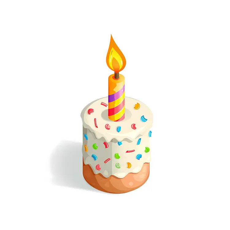 Colorful Birthday Candle on Cake