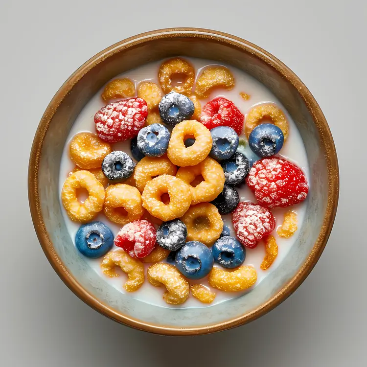 Healthy Cereal with Berries and Milk