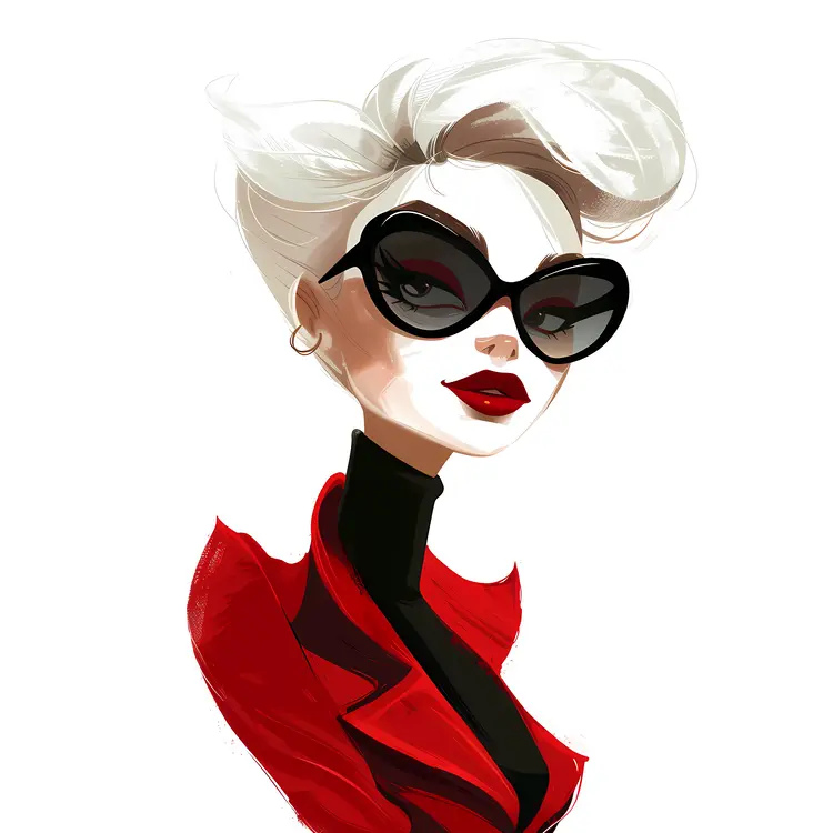 Chic Woman with Sunglasses and Red Jacket