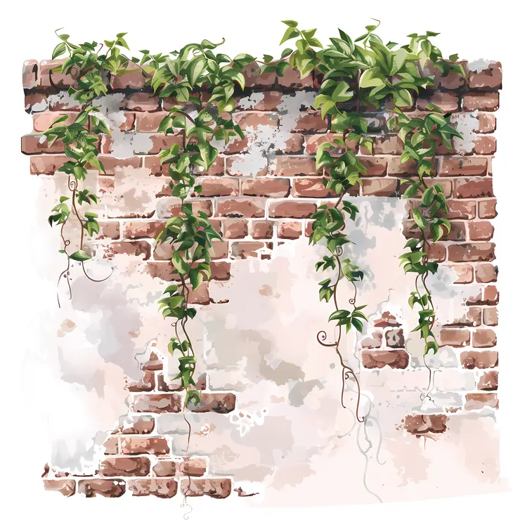 Brick Wall with Hanging Vines