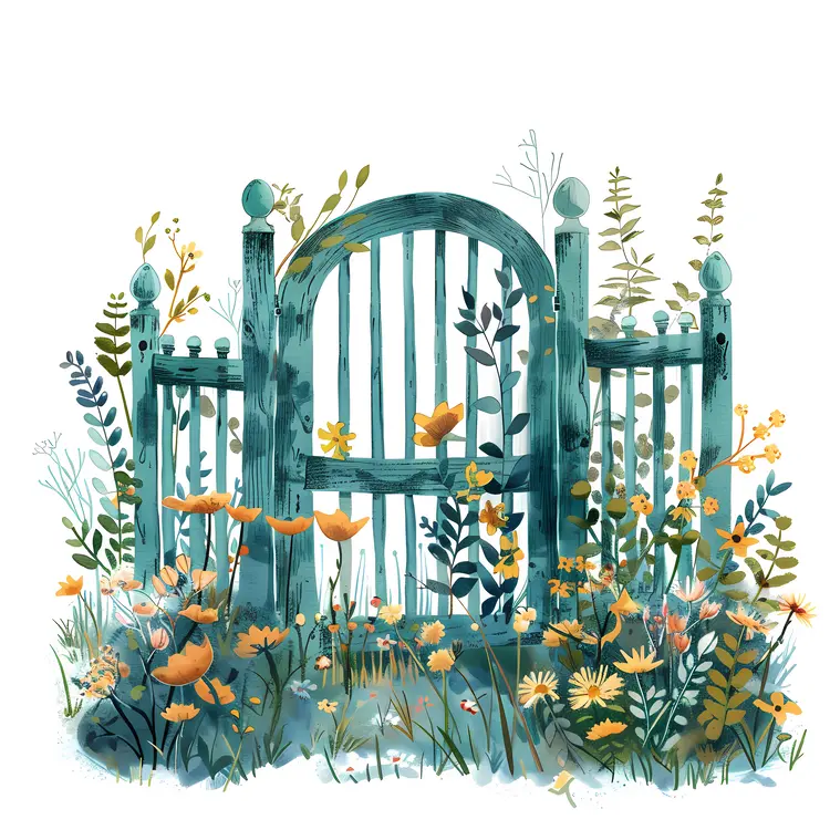 Wooden Gate with Floral Surroundings