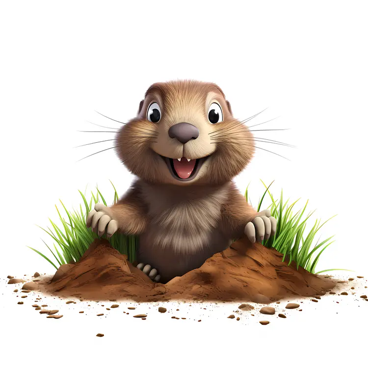 Cute Groundhog Popping Out of Hole