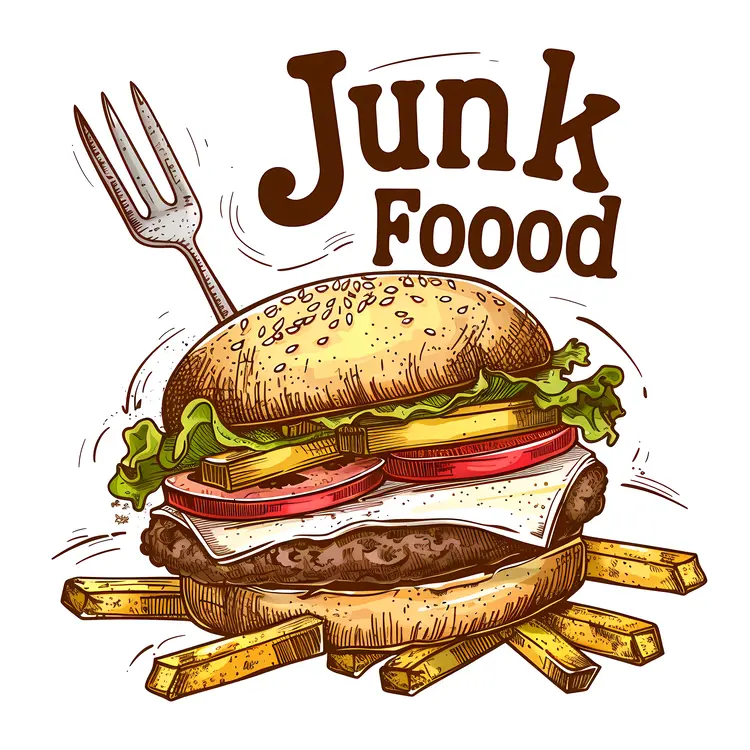 Junk Food with Burger and Fries
