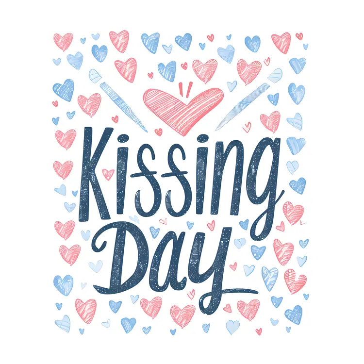 Kissing Day Celebration with Hearts