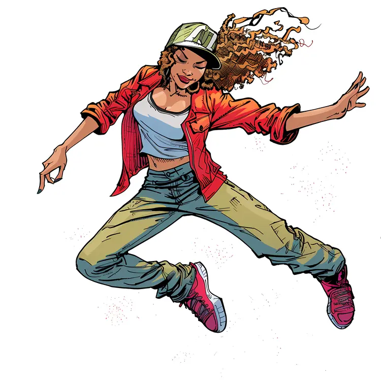 Happy Dancing Girl in Casual Outfit