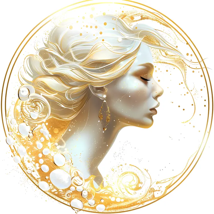 Golden Woman Profile Art