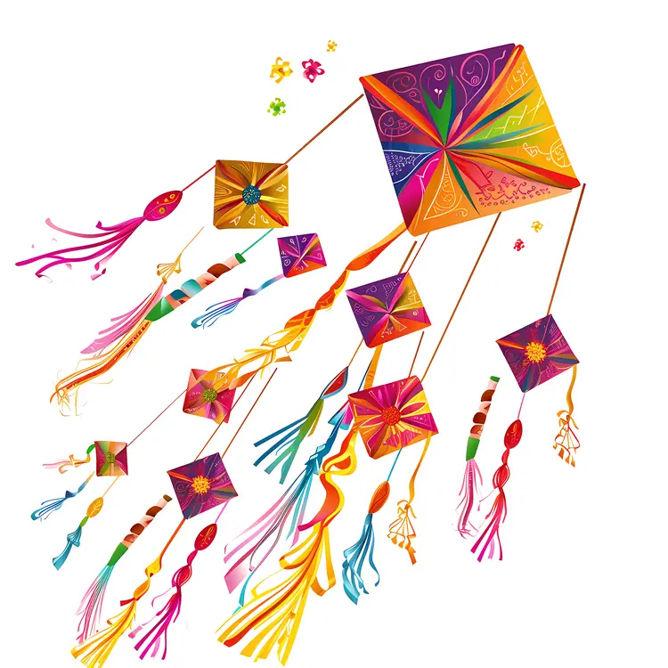 Multicolored Kites with Tassels