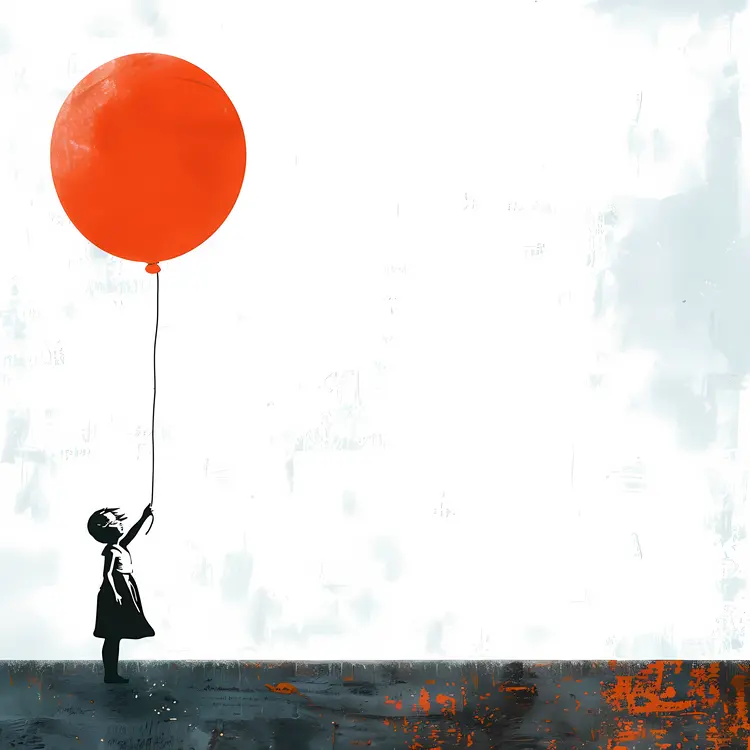 Girl with Red Balloon Silhouette