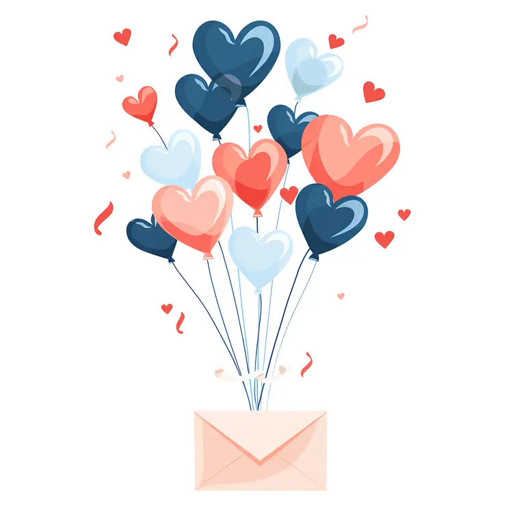 Envelope with Heart Balloons