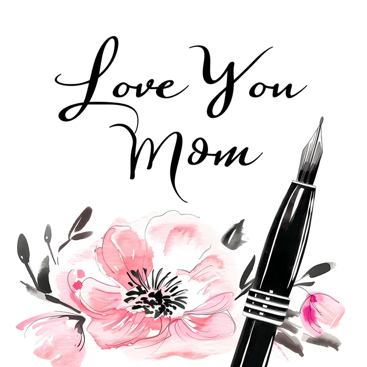 Love You Mom Floral Greeting with Pen