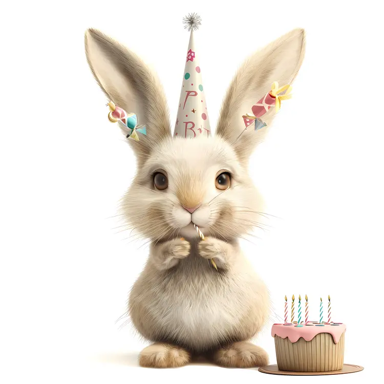 Adorable Birthday Bunny with Cake