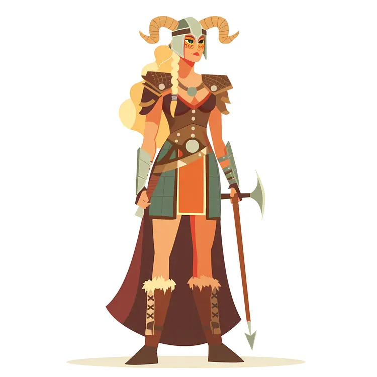 Viking Woman Standing with Axe