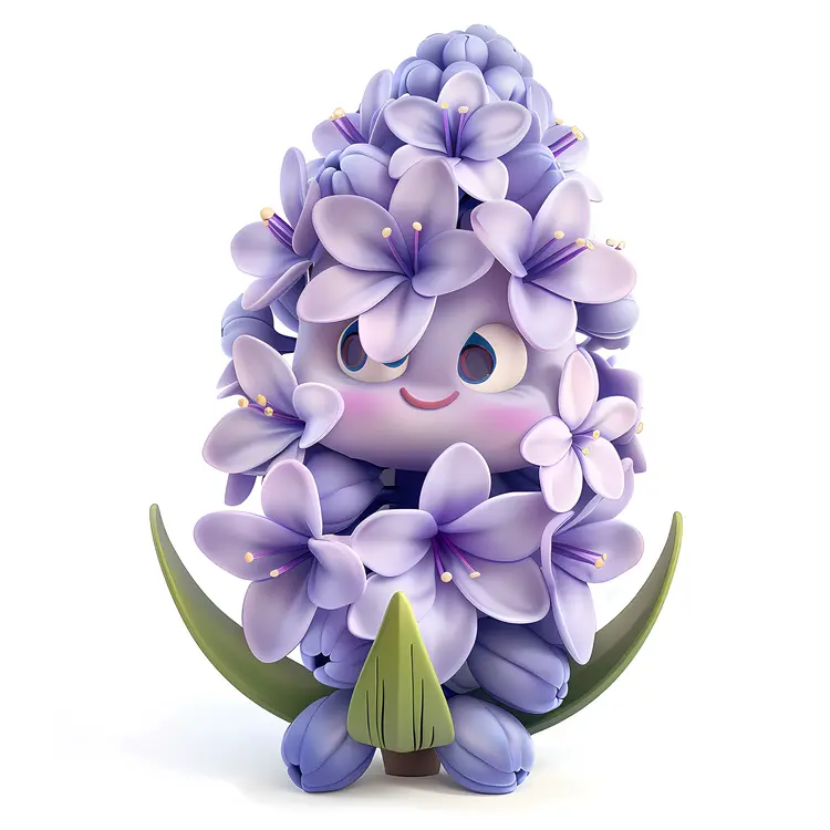 Cute Purple Flower with Leaves