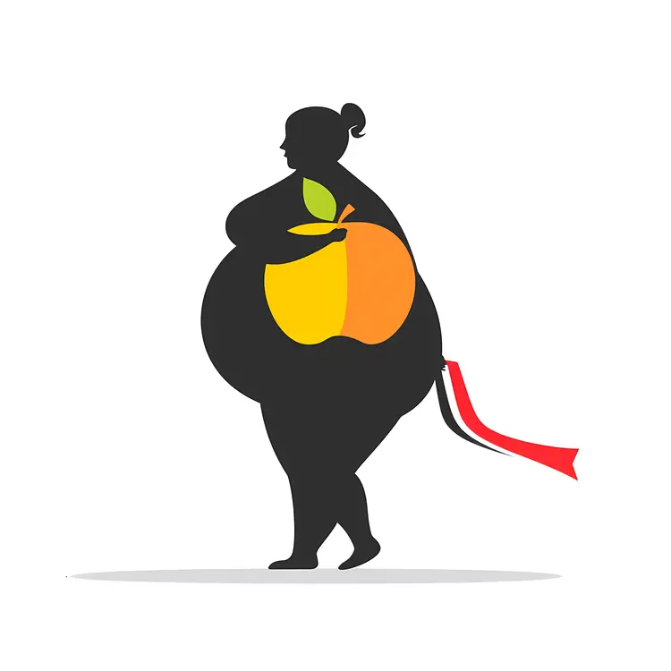 Cartoon Woman Holding an Apple