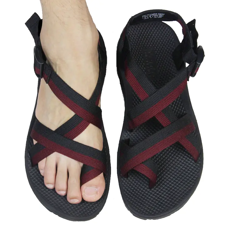 Black and Red Strapped Sandals