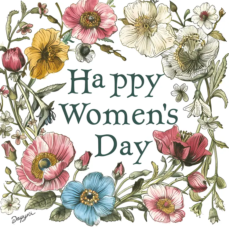 Happy Women's Day with Vintage Floral Design