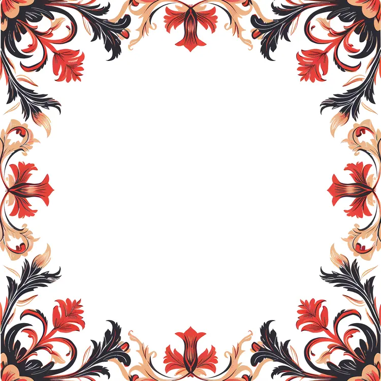 Red and Black Ornate Floral Frame