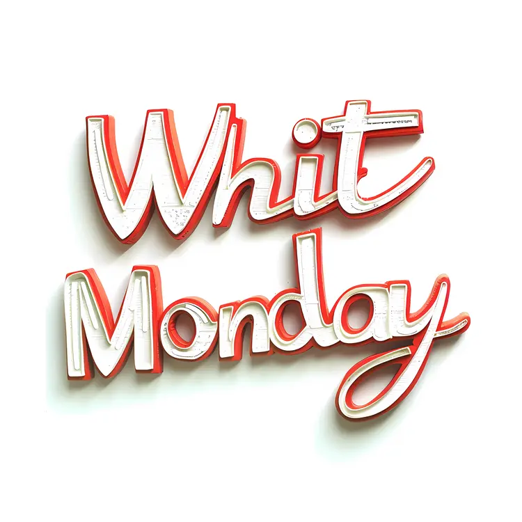Whit Monday Text in Red and White