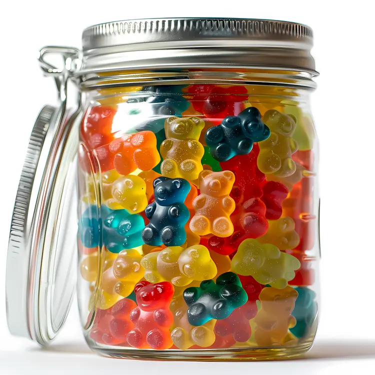 Colorful Gummy Bears in a Jar
