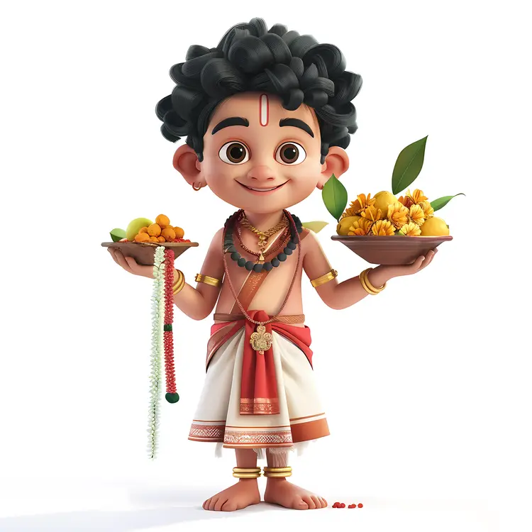 Traditional Boy with Offerings