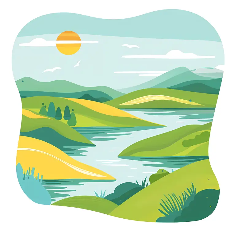 River Meandering Through Hills