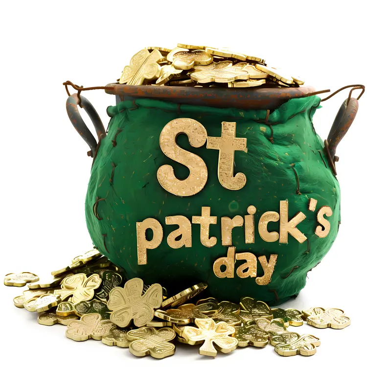 Green Pot with Gold Coins for St. Patrick's Day