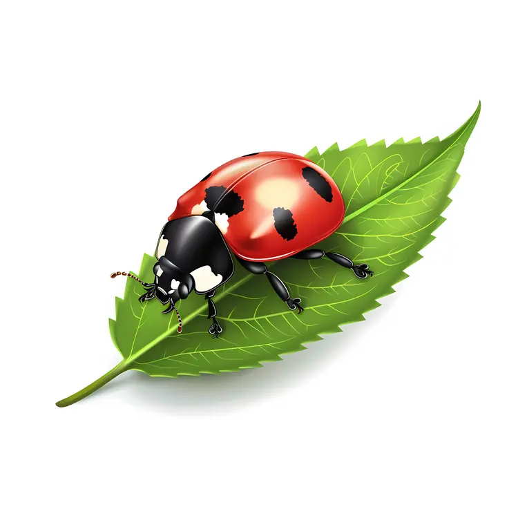 Ladybug on Green Leaf