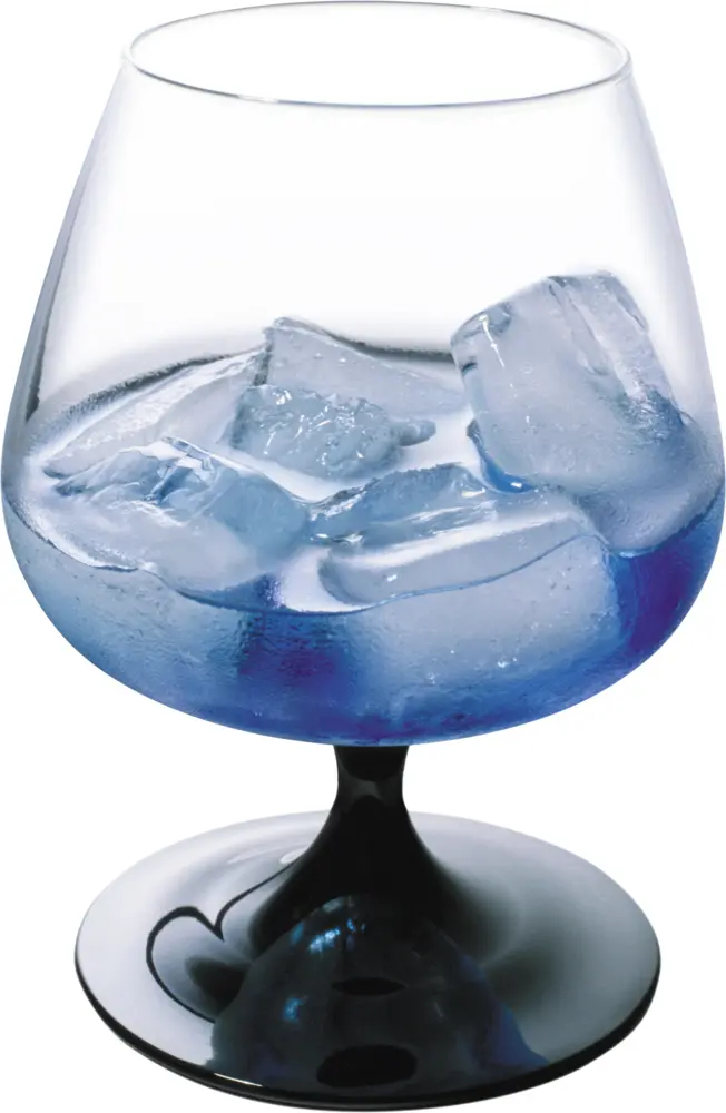 Blue Drink with Ice in Glass