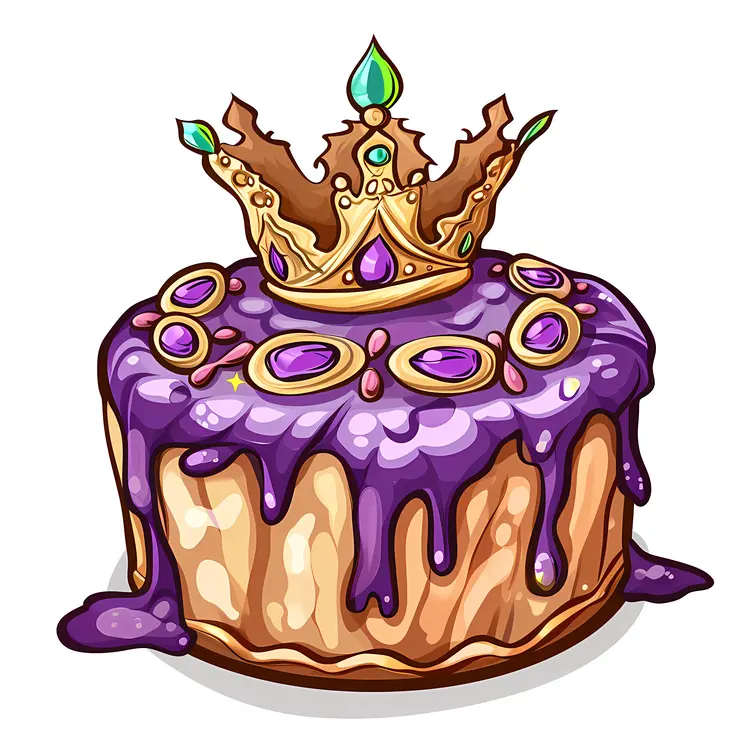 Crown Topped Cake with Purple Icing