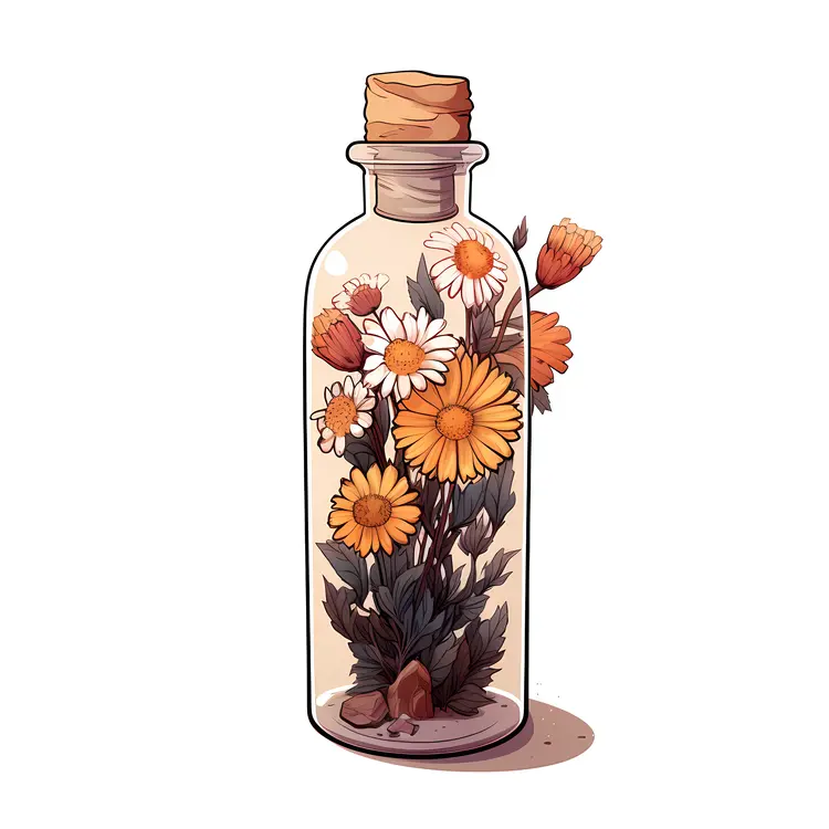 Bottle with Yellow Flowers