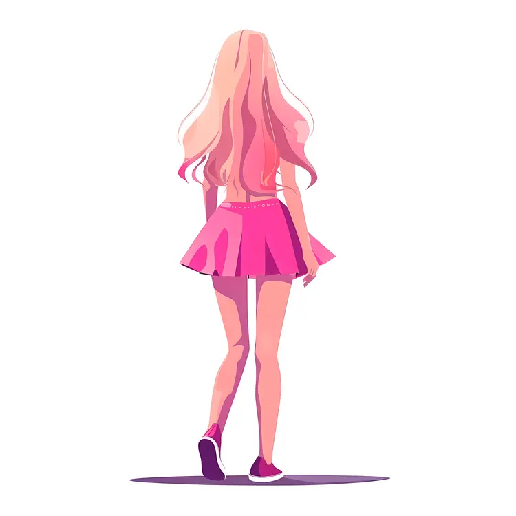 Fashionable Pink Skirt Back View