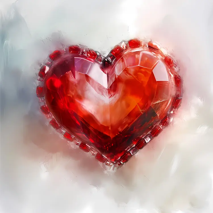 Faceted Red Heart Crystal