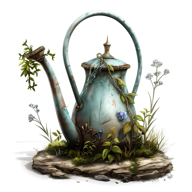 Vintage Teapot with Plants