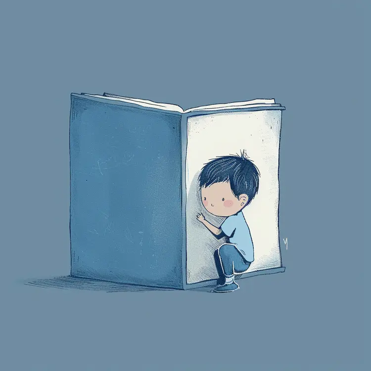 Boy Reading a Large Book