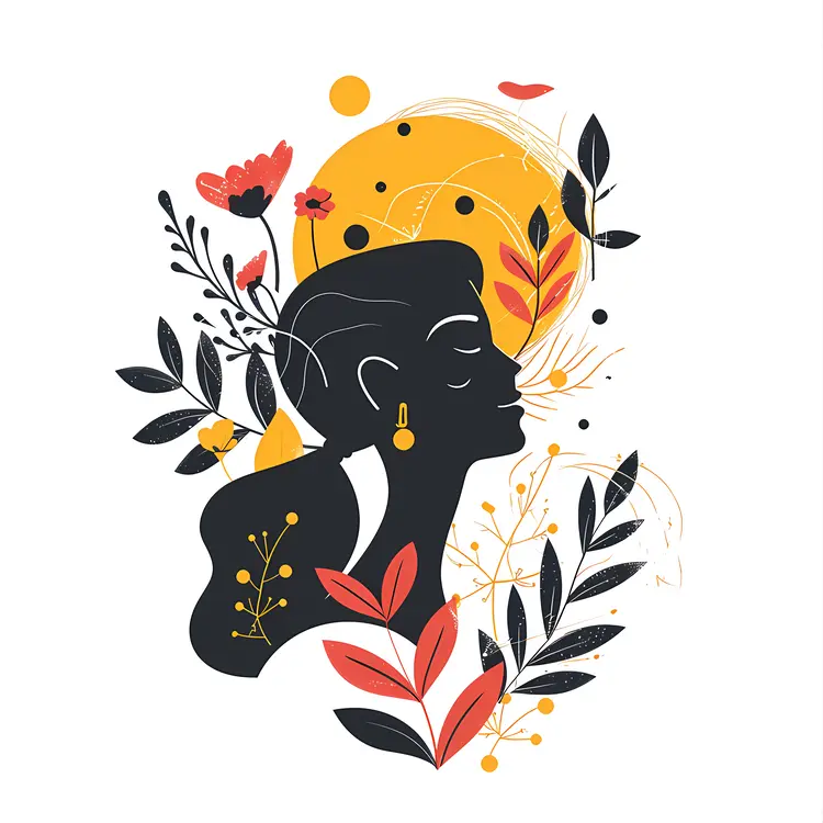 Silhouette of Woman with Flowers