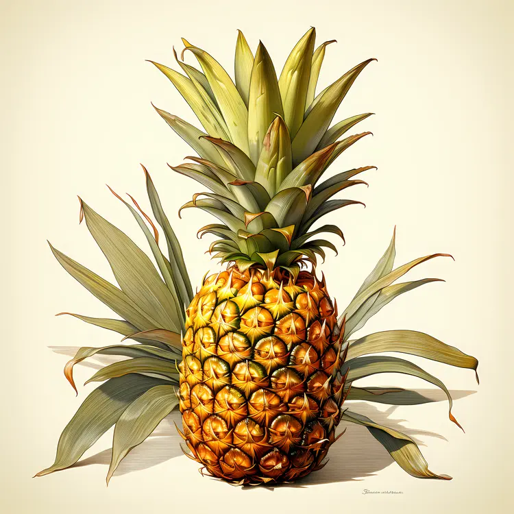 Yellow Pineapple with Green Leaves