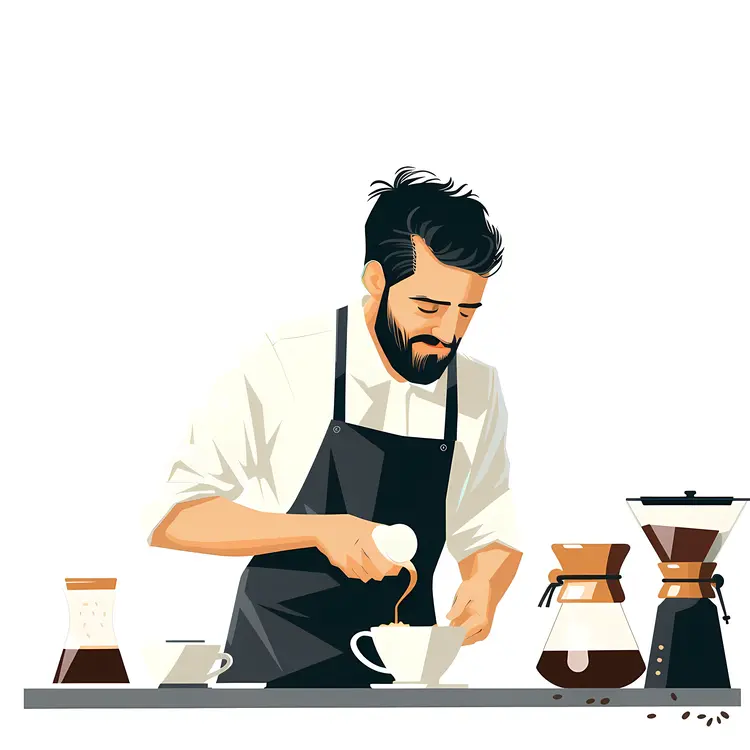 Barista Pouring Coffee Artfully