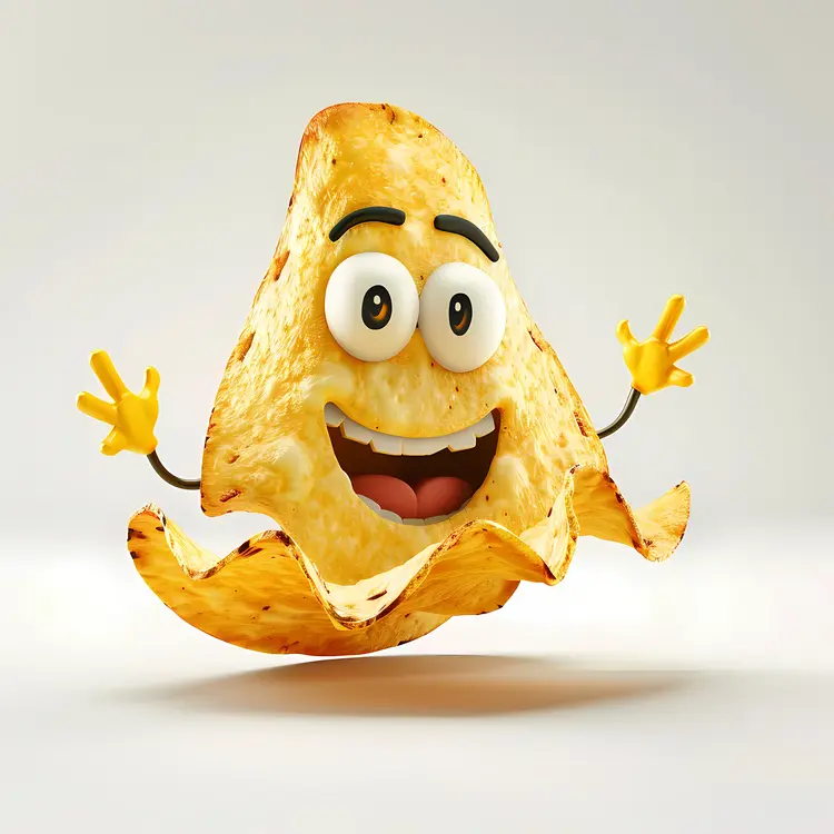 Cheerful Nacho Chip Cartoon Character