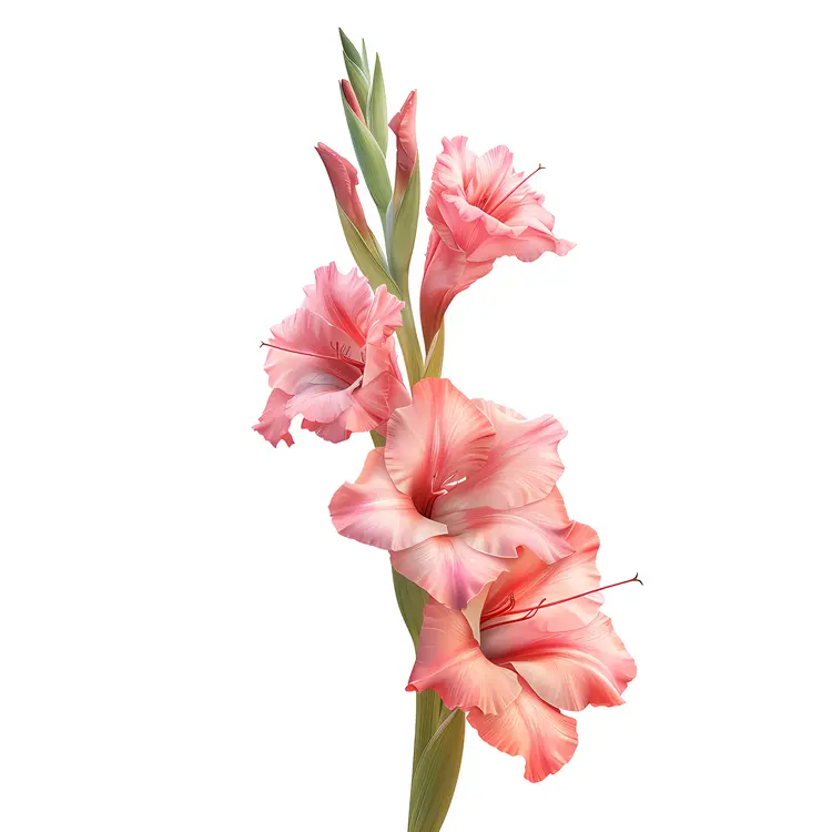 Pink Gladiolus Blooming