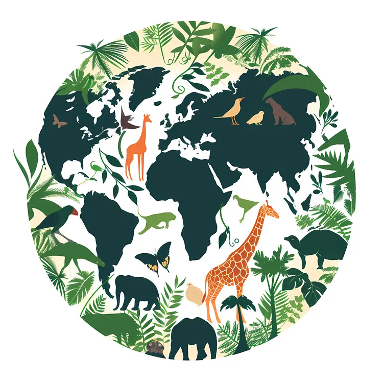 Wildlife Around the World Map