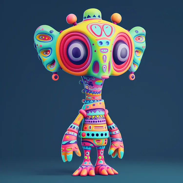 Colorful Patterned Cartoon Alien