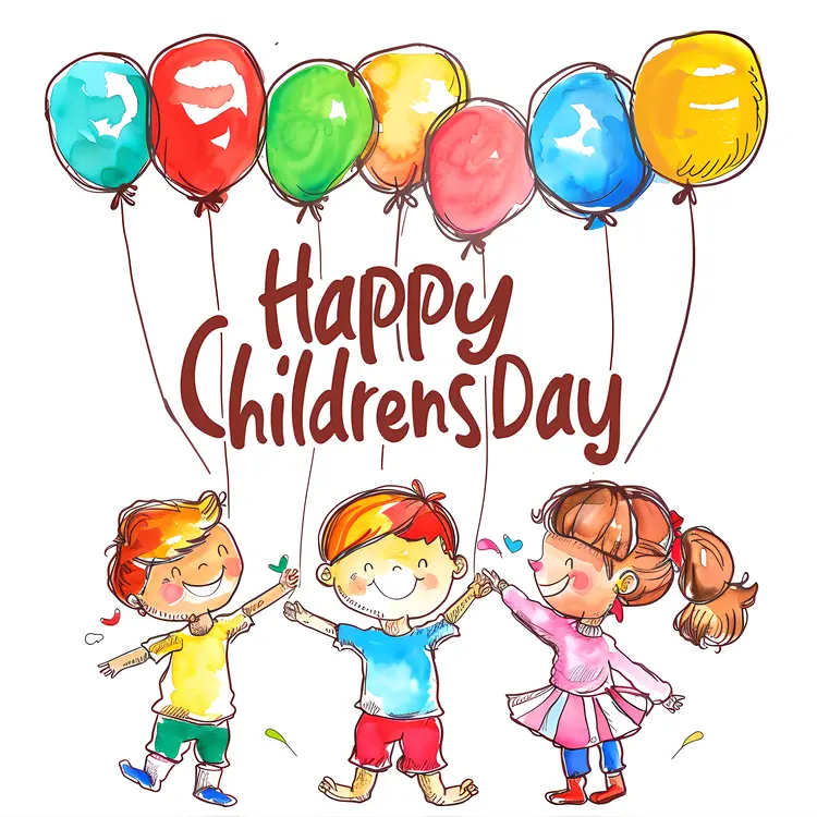 Happy Children's Day with Colorful Balloons
