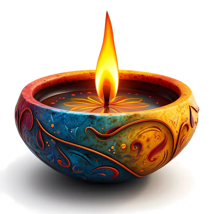 Single Colorful Candle with Flame