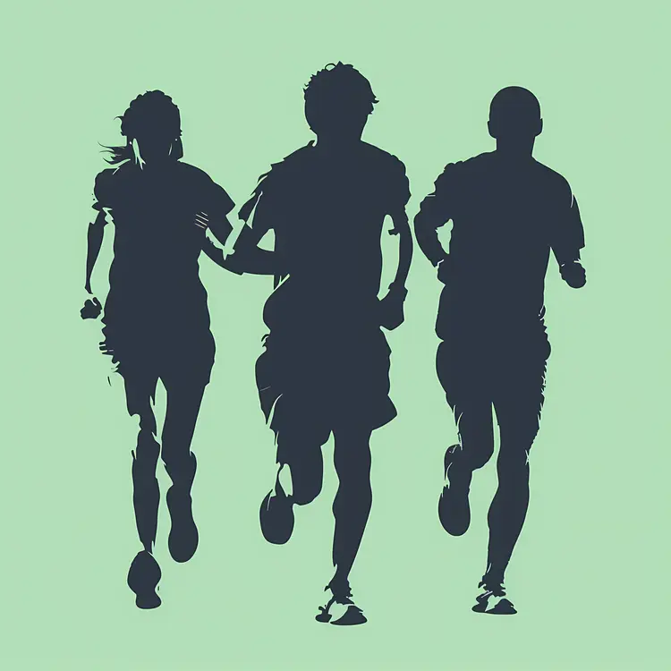 Silhouette of Runners in Motion