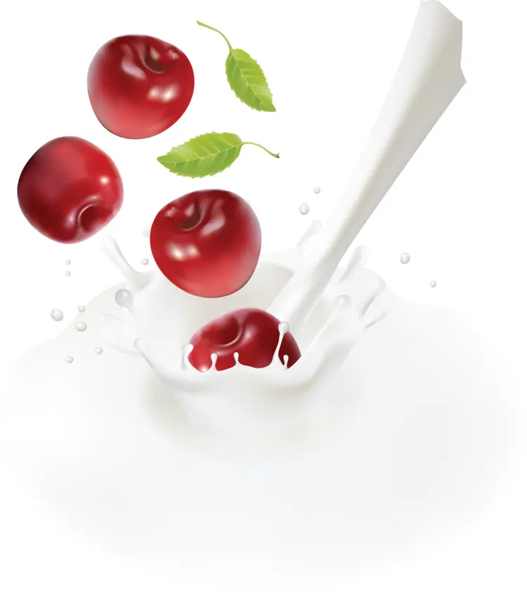 Red Cherries in Milk Splash
