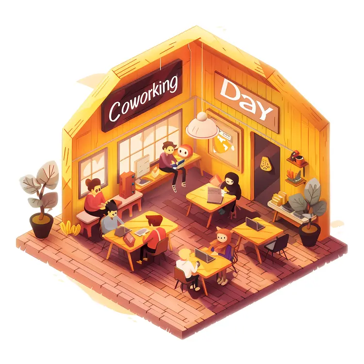 Coworking Day with People Working