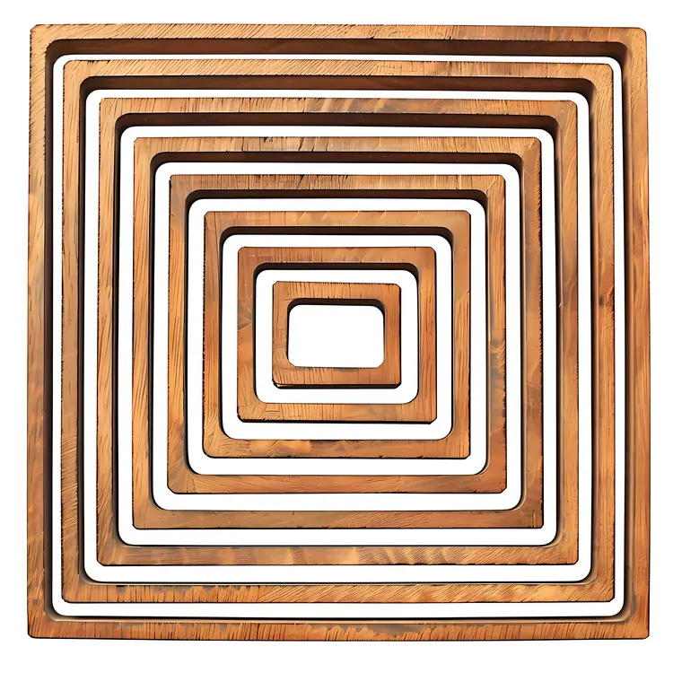 Wooden Nesting Squares in Geometric Pattern