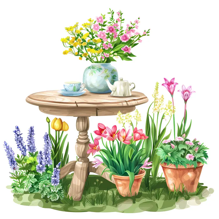 Garden Table with Flowers